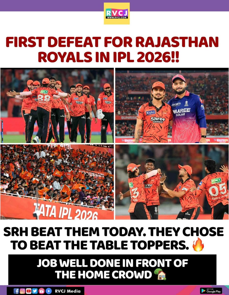 RVCJ_FB's tweet photo. SRH Wins It Convincingly 🔥🔥🔥

 #SRHvsRR https://t.co/jPCL9l4k2t