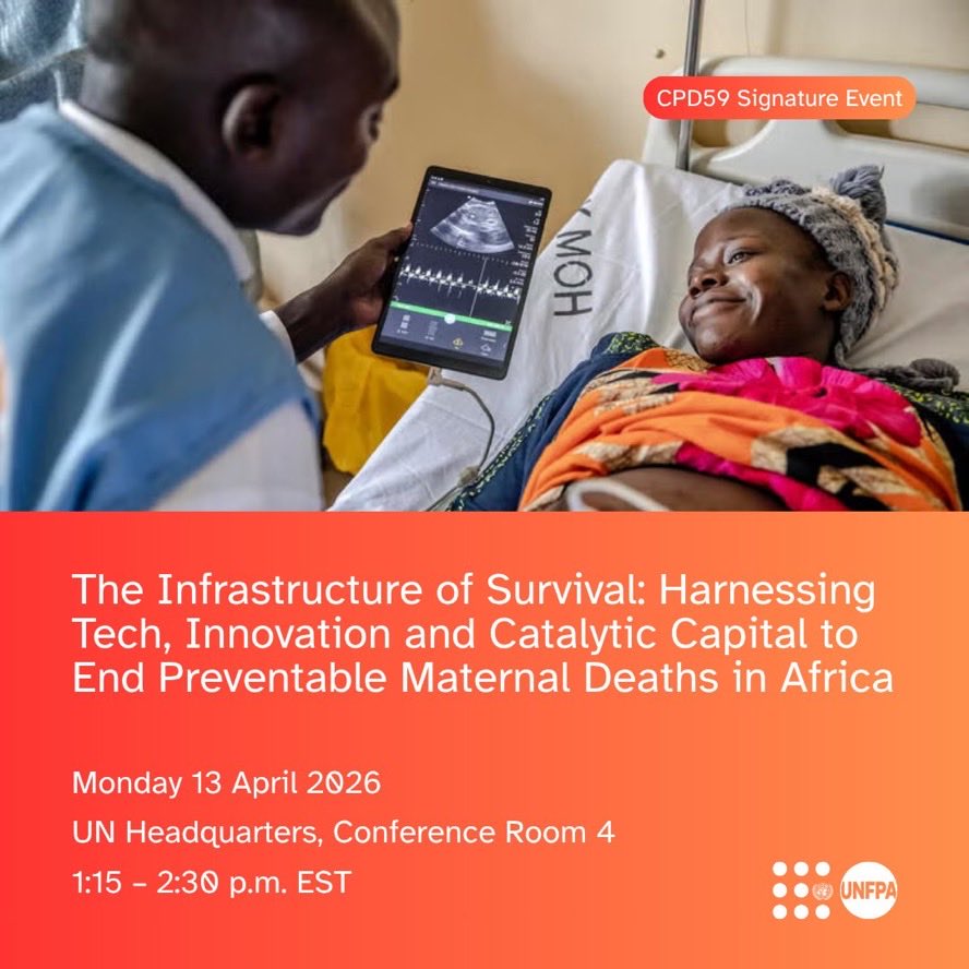 MarkB_Schreiner's tweet photo. At this year’s UN Commission on Population &amp; Development, @UNFPA &amp; @_AfricanUnion are addressing how leveraging technology, innovation &amp; catalytic funding can end preventable #Maternal deaths in Africa

#CPD59 @dienekeita @UNFPA_ESARO @LZigomo @UNFPA_WCARO @UNFPATanzania https://t.co/Pp67JaGRee