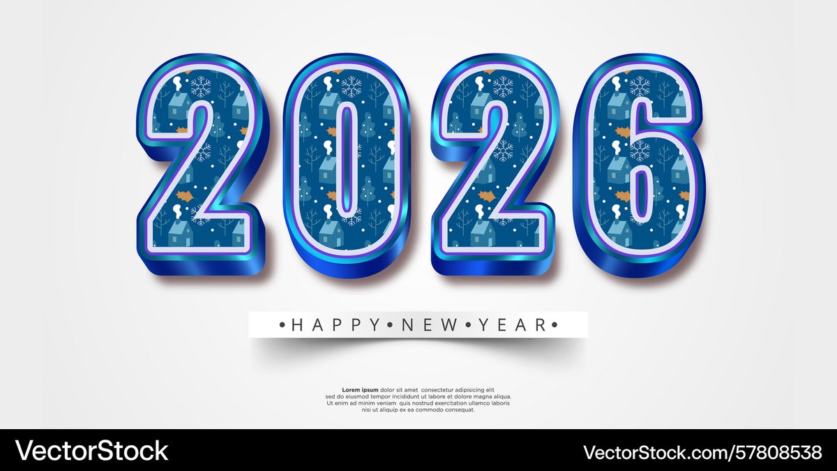 Latest Vector <a href="/VectorStock/">VectorStock</a> 2026 new year design with winter village pattern #VectorStock vectorstock.com/57808538