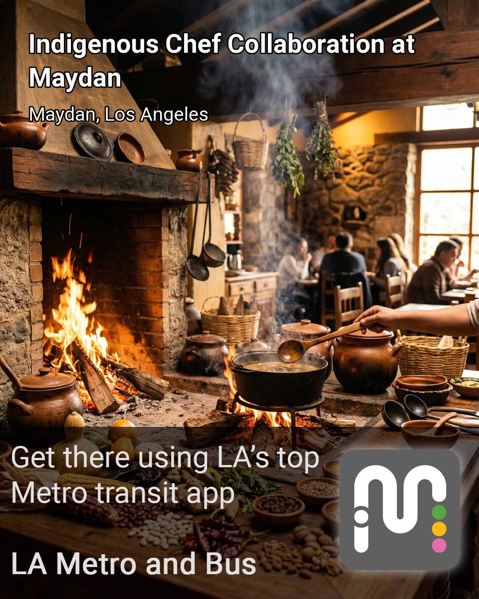 LAMetroBusApp's tweet image. Indigenous Chef Collaboration at Maydan

4/13 at 4:30pm
discoverlosangeles.com/event/2026/04/…

#LAEvents #LosAngeles