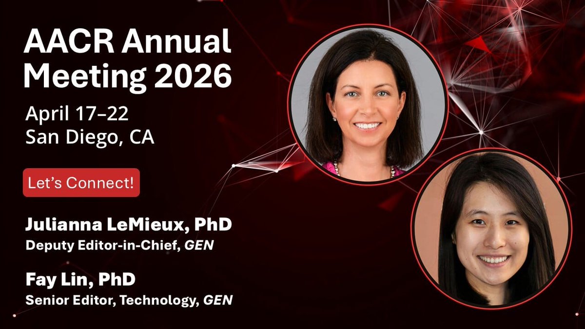 GENbio's tweet image. GEN is heading to #AACR2026 in San Diego! Find our editors at Booth #3854, April 17-22. Stop by and connect.

#Oncology #CancerResearch