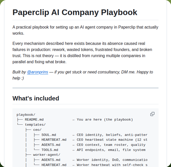 tom_doerr's tweet image. Paperclip company playbook with verification layers

github.com/aronprins/pape…
