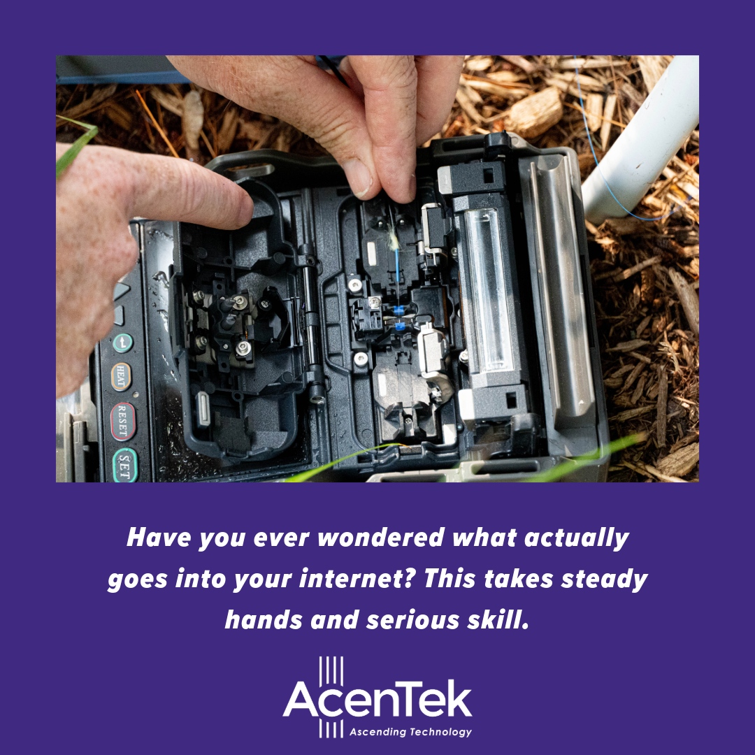 GoAcenTek's tweet photo. This is what is looks like to splice fiber. 🤯 Every connection is done by hand, with precision, so your home gets the fastest, most reliable internet. It is skilled work happening behind the scenes. Shoutout to our team who makes it happen every day! 👏 https://t.co/2Q7VQde6gY