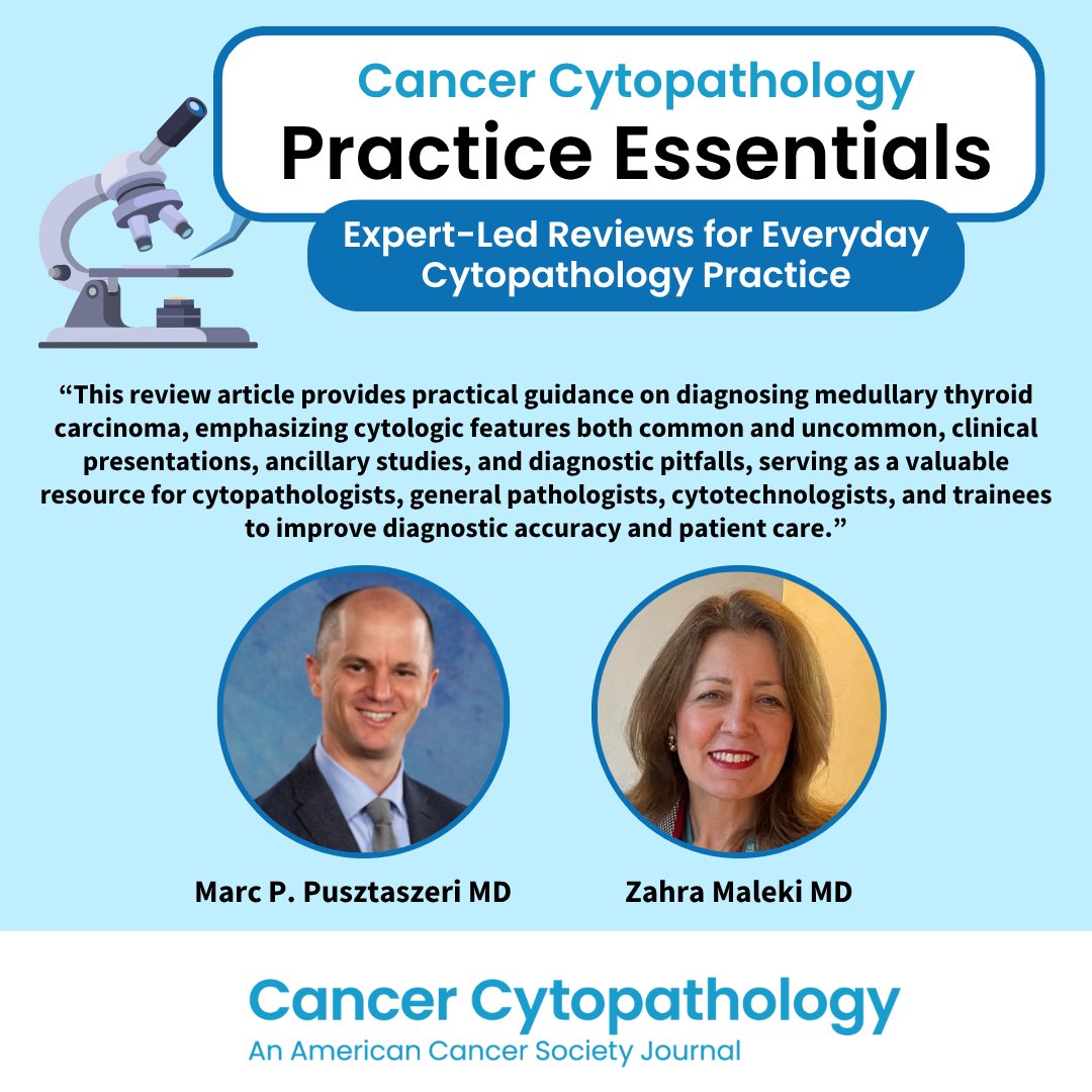 CancerCytopath's tweet image. Practice Essentials! 🔬📘🛠️ Revisit this informative edition, authored by Marc P. Pusztaszeri MD and @ZMaleki_cyto, offering practical guidance on the diagnostic challenges of medullary thyroid carcinoma.

acsjournals.onlinelibrary.wiley.com/doi/epdf/10.10…

#CytoPath #ENTPath