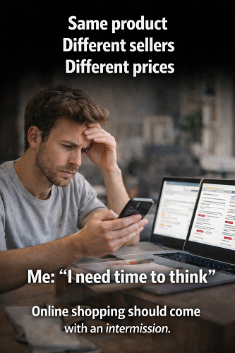 GrabandGoDeal_s's tweet photo. It’s not just shopping anymore.

It’s research, comparison, and emotional decision-making.
#OnlineShopping #DealHunters #RelatableContent #CartProblems #SmartShopping https://t.co/MKB5qB6CuB