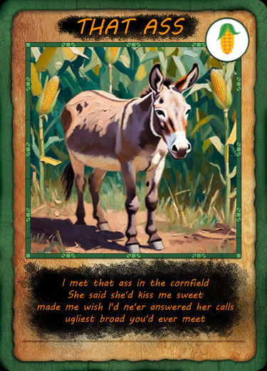 FauxBitcorn's tweet photo. 🌽NEW DROP🌽

THATASS 
Card 80  
Harvest 2  
Supply 3  
Artist - @FenrisMau https://t.co/G1d31UKGs7