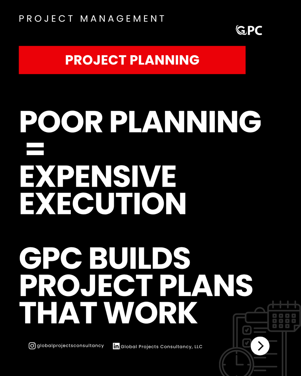 Most project failures start at the planning stage unclear scope, unrealistic timelines, and weak structure.
GPC provides Professional Project Planning Services that ensure:
✔ Clear scope and deliverables
✔ Realistic timelines
✔ Structured execution plans
✔ Reduced risk