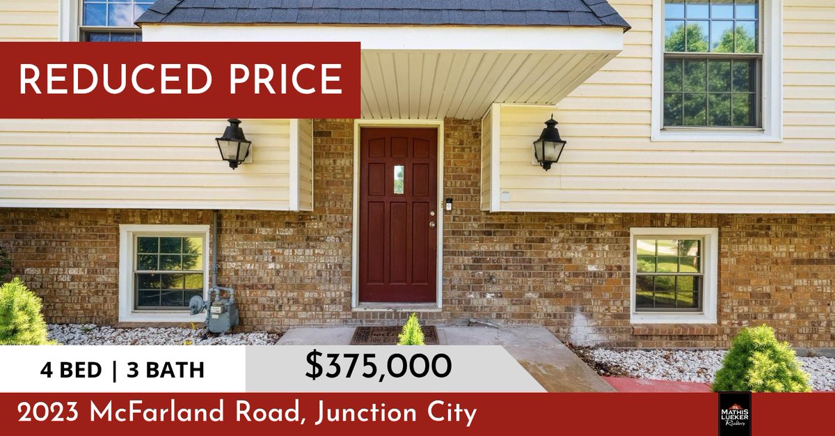 📍 Reduced Price 📍 This recently reduced home at 2023 Mcfarland Road in Junction City won't last long, so, don't wait to set up a showing! Reach out here or at (785) 762-3400 for more information!

Mathis Lueker REALT... homeforsale.at/2023_MCFARLAND…