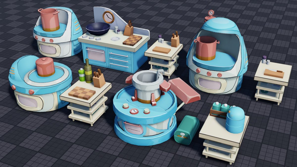 RaphaelG814's tweet image. Stylized Retro-Future Kitchen Set
#Roblox #RobloxDev #RobloxDevs