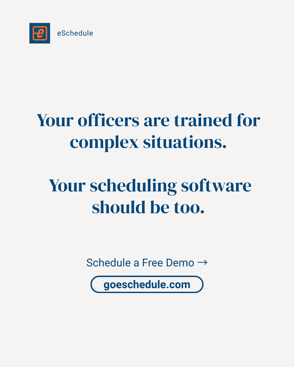 Manual scheduling is costing police departments thousands of hours every year.

From overtime tracking to last-minute coverage, it adds up fast. There’s a better way → goeschedule.com 

#eSchedule #LawEnforcement #PublicSafety #ShiftScheduling #FirstResponders #GovTech