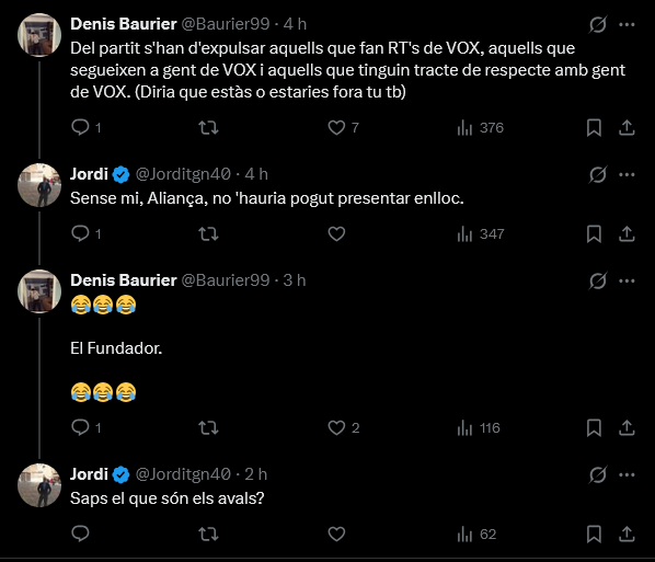 sergi_boixader's tweet photo. Això d'Aliança ara que s'acosten les Municipals serà d'allò divertit. Es tiraran els plats pel cap (com a tots els partits), però amb la diferència que ells ho esbomben tot per Twitter

Tarragonès, Maresme, Berguedà, ara el Vallès... Quina serà la propera?

Prepareu crispetes🍿🍿 https://t.co/ZNNjIvVVRb