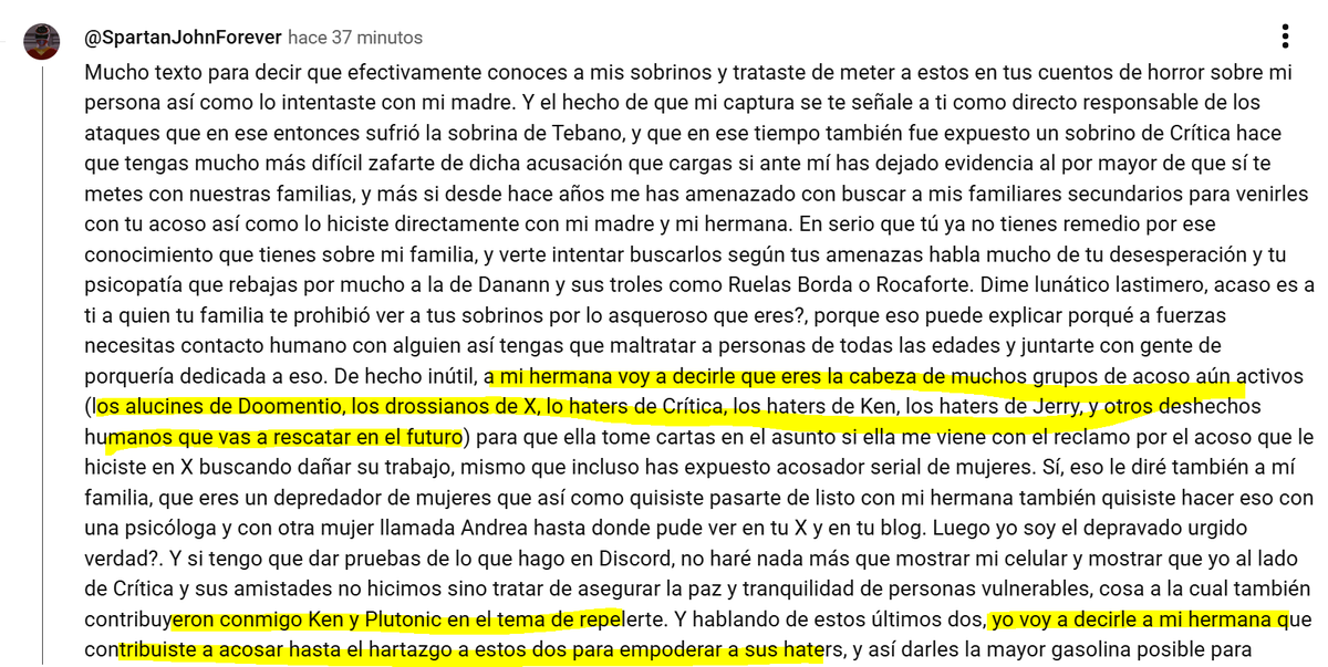 Blackplushcat's tweet photo. @AlanLarrence02 Perdón, no te quiero molestar, pero este tipo @Lknight2552 entre las tonterías que escribe, dice que ustedes son mis "grupos de choque". El tipo anda subiendo de tono sus amena... por Internet con que va a torturar personas en prisión. https://t.co/0mjhxVRA07