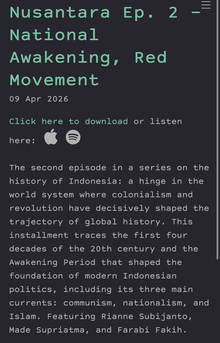triofrancos's tweet photo. Can’t recommend enough @thedigradio series on Indonesia from Dutch colonialism to present. Amazing how little most Americans know about the 4th largest population center in the world, whose history has been central to changes in the world system over hundreds of years. Links ⬇️ https://t.co/z2rDj73knN