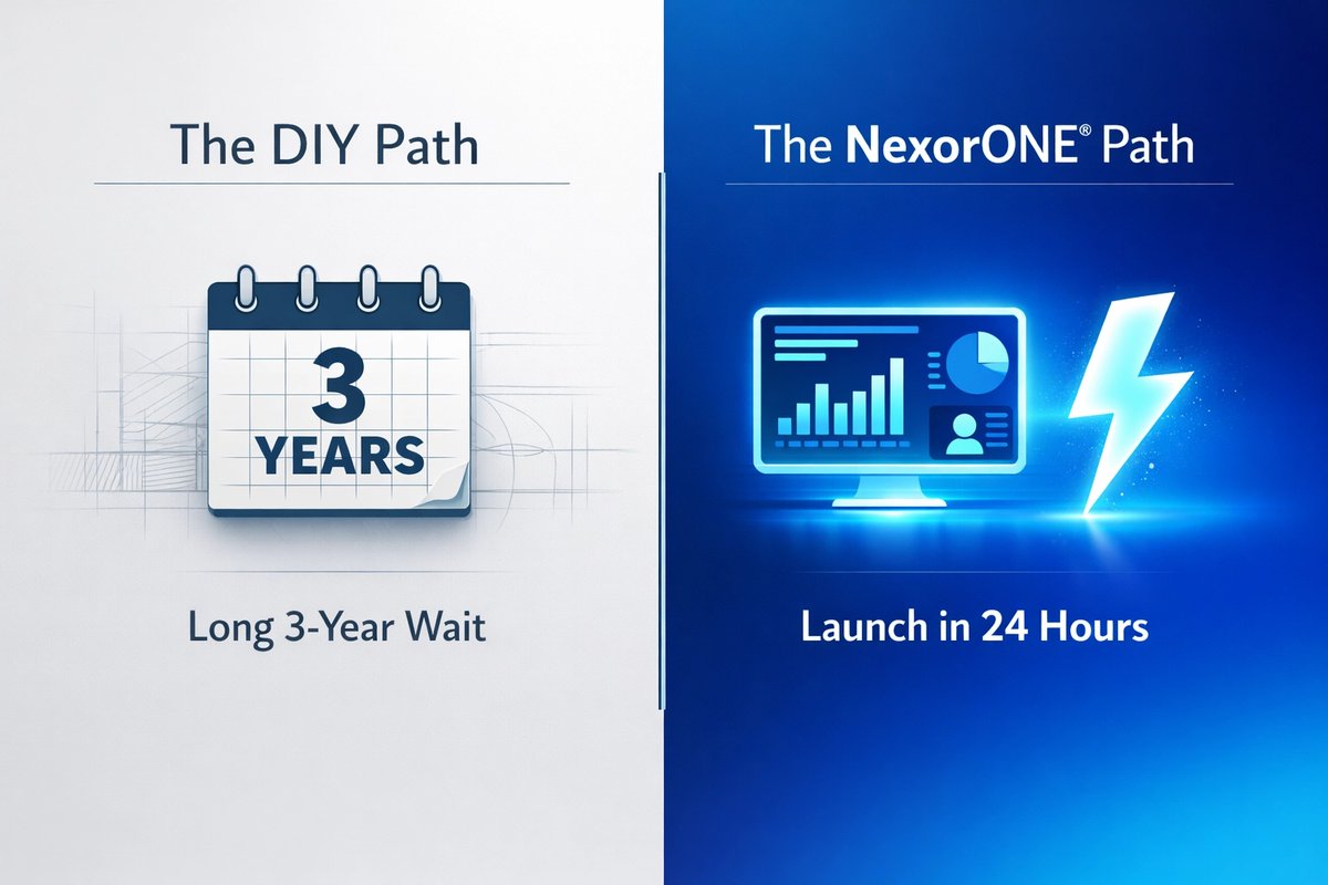 NexorONE's tweet photo. The 3-Year Trap: Legacy builds require multi-million dollar investments and years of development. NexorONE® modular architecture enables launches in 24 hours. Focus on growth, not infrastructure. 

Learn more: https://t.co/bBrZs0rVA7

#FinTech #BankingTech #NexorONE #CloudBanking https://t.co/IAAmfhxgbH