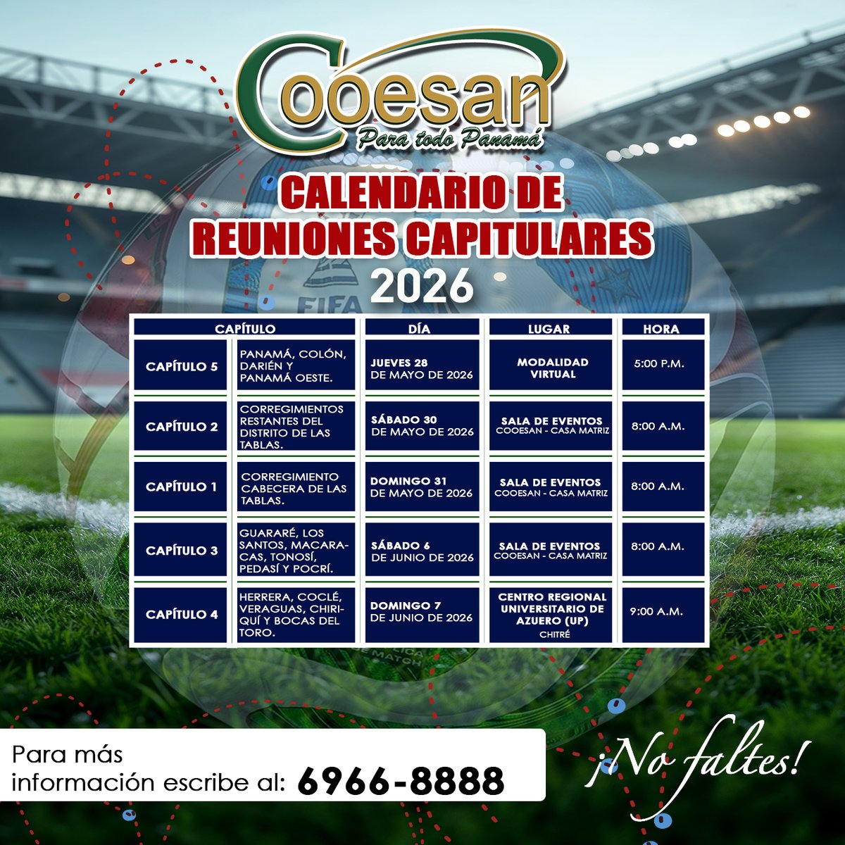 Cooesan's tweet photo. Atención asociados 🙌

COOESAN, R.L. tiene el honor de invitar a todos sus distinguidos asociados a participar en las Reuniones Capitulares 2026. https://t.co/OK0f9GdZYx