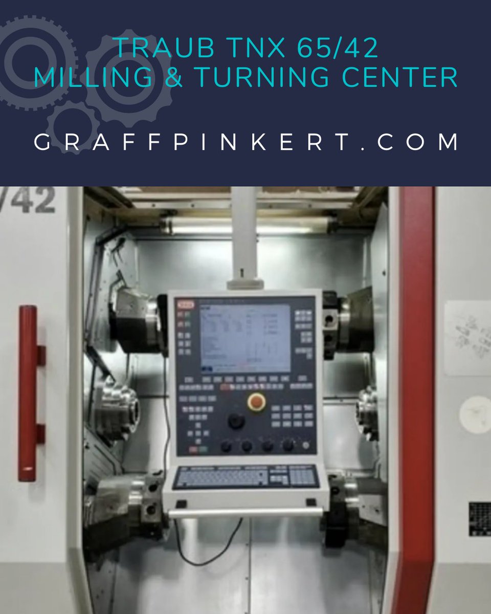GraffPinkert's tweet image. USED MACHINE FOR SALE

2007 Traub TNX 65/42 Milling &amp;amp; Turning Center w/TX 8i-S control, Knoll coolant tank &amp;amp; chip conveyor.  PREMIUM REFURBISHED CONDITION

Info: graffpinkert.com/equipment/7735… or call 708-535-2200.

#machining #usedmachinery #cncmachines #manufacturing #machinesforsale