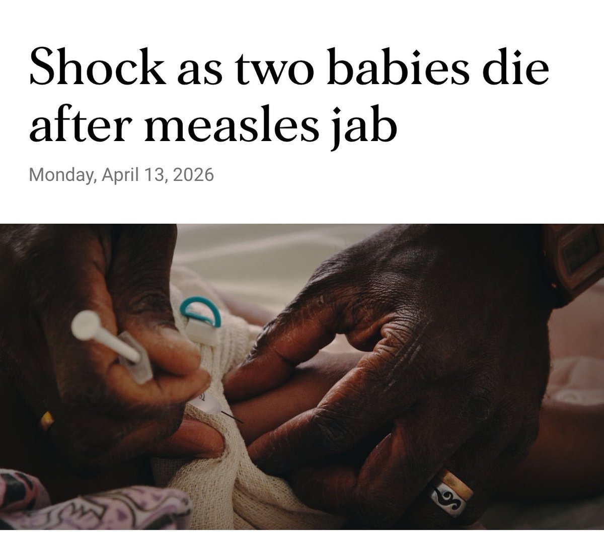 Wanjiru2027's tweet image. TWO 9-month-old babies Bridget Zawadi and Reagan Mwiti  are DEAD after receiving MMR vaccines at Rosmegg Medical Clinic in Kangeta, Meru County on April 10, 2026. 

Their mothers walked in as strangers seeking routine immunisation. They left united in grief.

One mother says her
