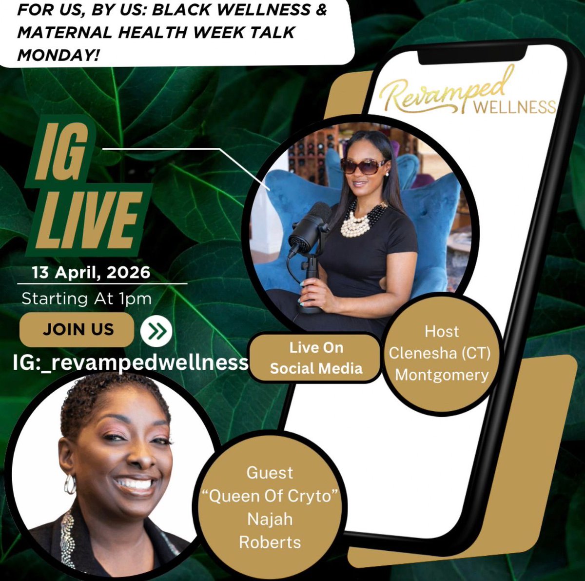 NajahRoberts's tweet photo. Freedom isn't just about the bag; it's about the body, mind & spirit. πΏ Join me & @_revampedwellness at 1 PM for real talk on Black Wellness. Young Harriet made sure we were healthy enough for the journey. Tune in on IG Live! βπΎπ§‘ #najahroberts #queenofcrypto #bitcoin #youngharriet