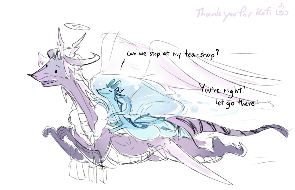 treker402's tweet image. [KOFI request] 

as a warm-up, TJ asked for dragon mama. So here they are on their girlie's trip