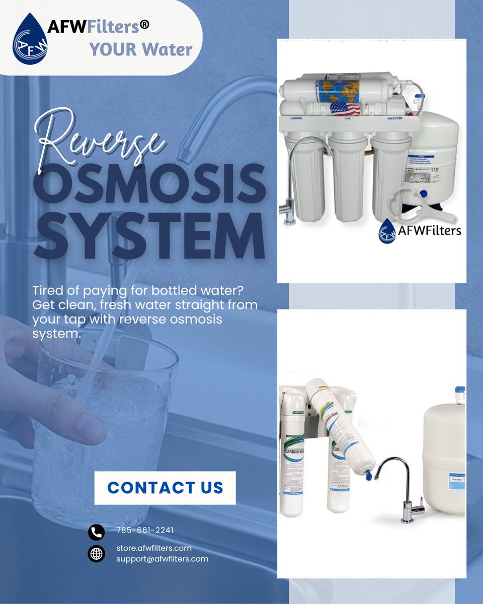 FiltersAfw's tweet image. Cleaner water starts here

Reverse osmosis = better health.

#ROSystem #CleanWater #HealthyLiving