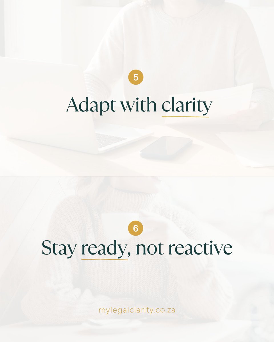 mylegalclarity's tweet image. Proactive businesses plan for change, they don’t wait for it.

📌 Legal clarity helps you prepare early.

Let us help you prepare:
Book your free 30-min consultation today.
mylegalclarity.co.za

#FutureFocused #BusinessStrategy #LegalClarity #MyLegalClarity