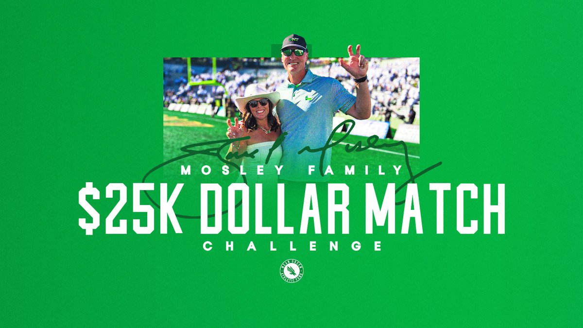 UNTMGAF's tweet photo. Have you contributed yet?!

From now until #UNTDayofGiving on 4/27, your gift goes further thanks to the Mosley Family Challenge $25,000 Match.

Give today and double your impact on Mean Green student-athletes!

👉: https://t.co/ZG7vzkT5dZ https://t.co/Je9z3Kn53C