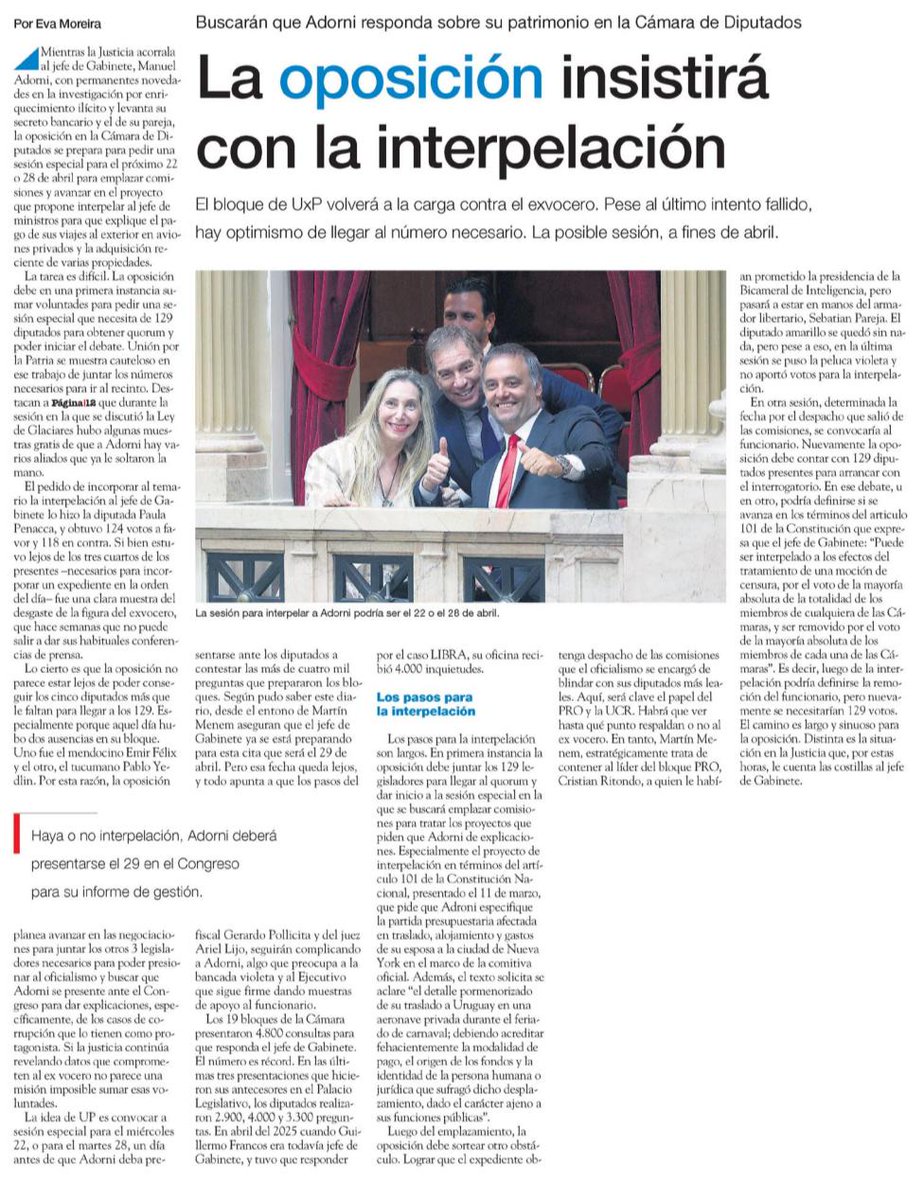 Adorni, ¿No sabe, no contesta?

Estas son sólo algunas de las preguntas que para la sesión del día 29 de abril en la Cámara de Diputados, le presenté al Jefe de Gabinete, referidas a los gravísimos hechos de corrupción que se le atribuyen. Esperemos que dé la cara. ¿FIN?

Sobre