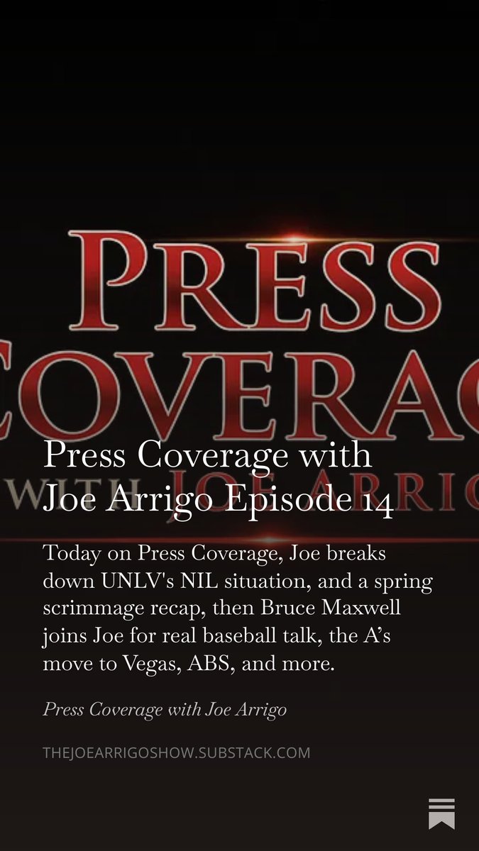 JoeArrigo_'s tweet photo. Press Coverage with Joe Arrigo Episode 14:
Today on Press Coverage, Joe breaks down UNLV's NIL situation and a spring scrimmage recap, then @BruceMaxwel8 joins Joe for real baseball talk, the A’s move to Vegas, ABS, and more.
#UNLVfb #MLB #QBMethod #Athletics #ThinkBlue #Dodgers #Yankees
CLICK HERE NOW to listen:
https://t.co/Mk64LNJETj