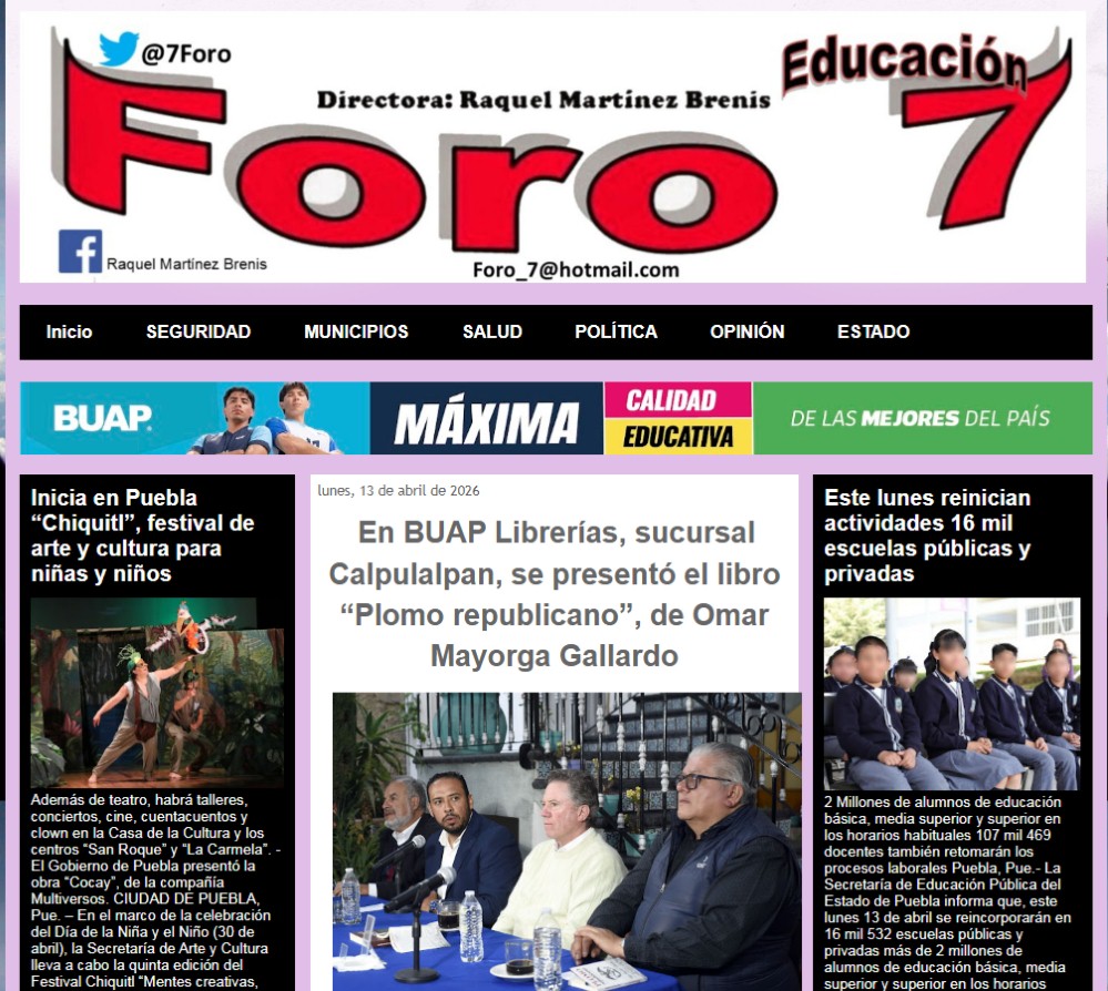 En BUAP Librerías, sucursal Calpulalpan, se presentó el libro “Plomo republicano”, de Omar Mayorga Gallardo
foro7enlaeducacion.blogspot.com/2026/04/en-bua…