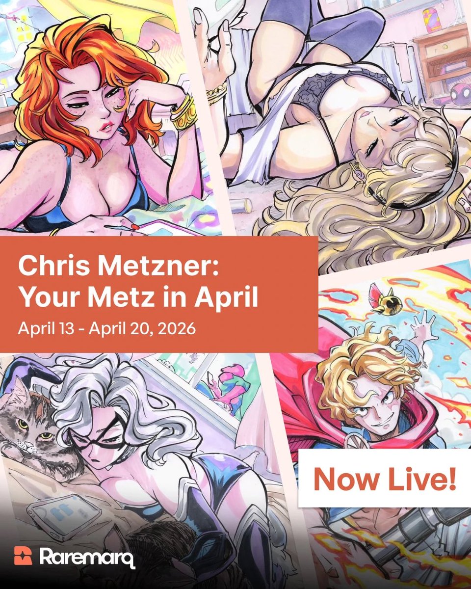 raremarq's tweet image. Our Your Metz in April event with the wonderful @cmetznerdotcom, presented in partnership with @olo_markers, is officially live! 🎉

7 drawings. 7 auctions. 7 cards.
All by Chris, exclusively on Raremarq.

raremarq.com/e/chris-metzne…

 #sketchcards #originalart #spiderman #onepiece
