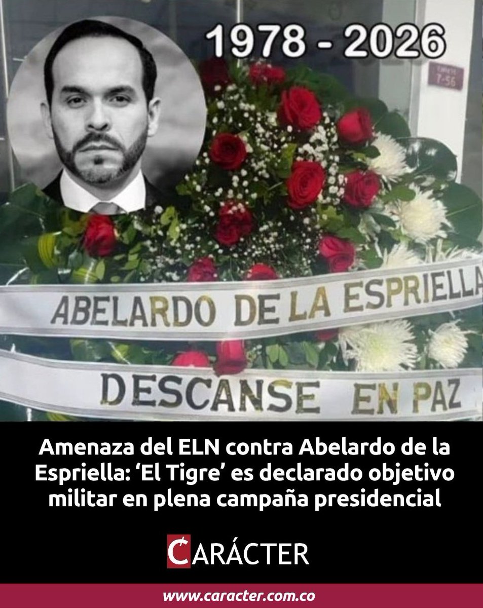 Caracter_la's tweet photo. En las últimas horas, el candidato presidencial colombiano Abelardo de la Espriella, líder del movimiento Defensores de la Patria y conocido como “El Tigre”, ha sido víctima de nuevas amenazas de muerte. Leer más: https://t.co/7GAJTpmyH9 https://t.co/88udIlHyWT