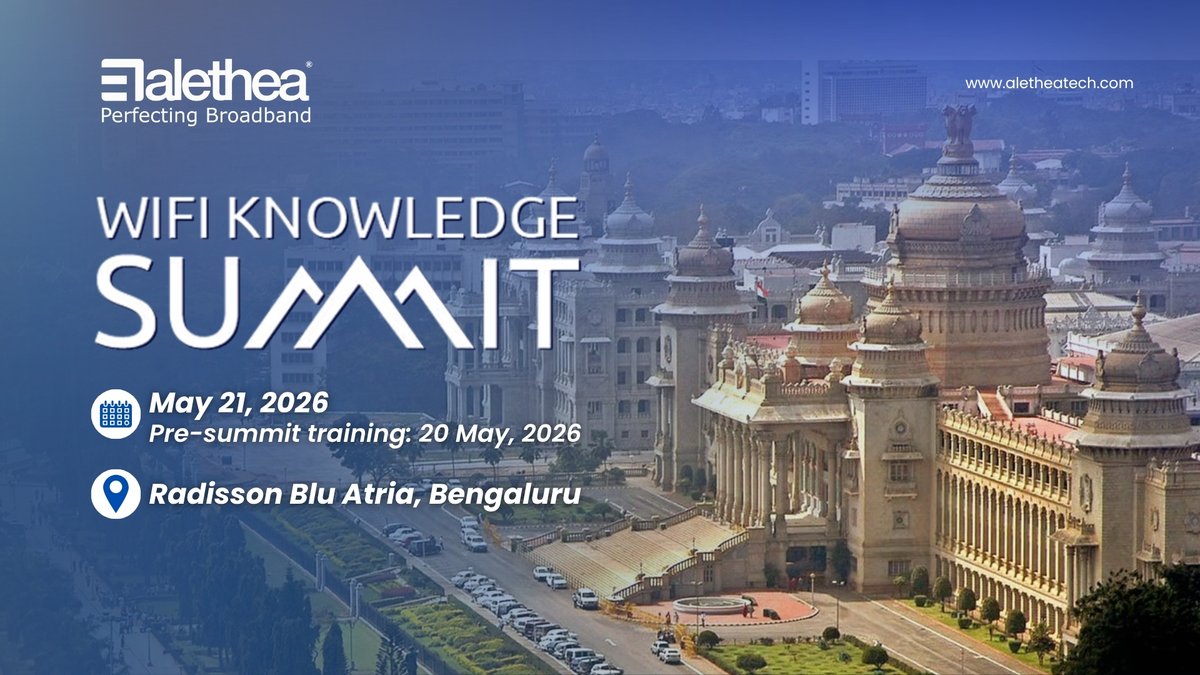 <a href="/AletheaComm/">Alethea Communications Technologies</a> at #WiFiKnowledgeSummit 2026!

Join us on May 21 in #Bengaluru to connect with #WiFi experts and explore #WiCheck for real-world #WiFitesting and performance validation.

Pre-training: May 20
Venue: Radisson Blu Atria

WiCheck: aletheatech.com/wicheck-access…

#AletheaTech
