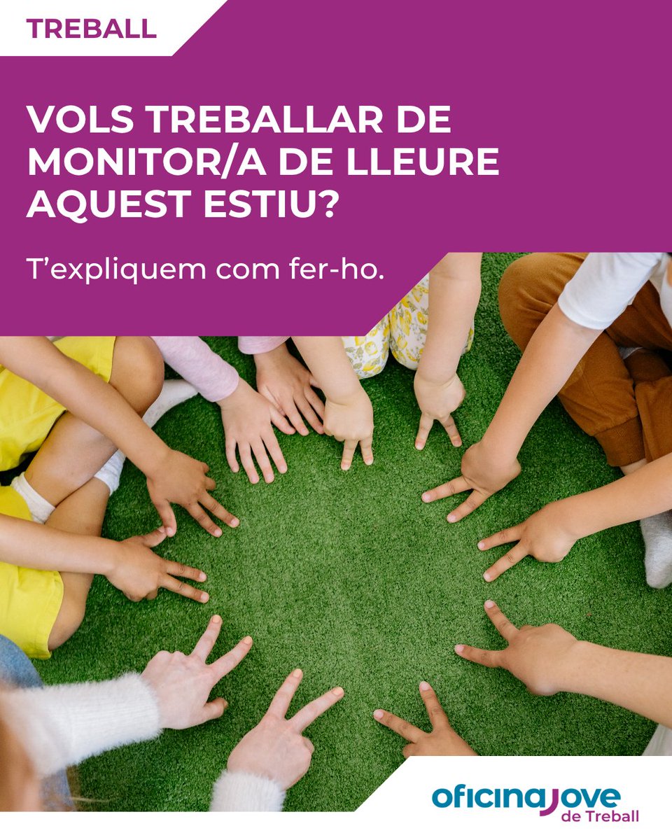 joventutcat's tweet photo. 🤔 Estàs pensant a treballar aquest estiu com a monitor/a de lleure ?
👀 Descobreix quins requisits se sol demanar i els consells de l'Oficina Jove de Treball.
#OJT #feinaestiu #recercadefeina https://t.co/Pe1yUtbM0d