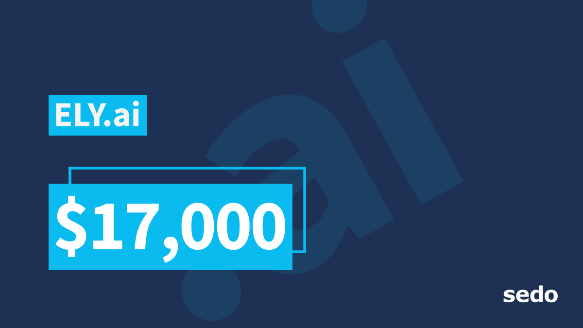 Sedo's tweet image. 3-Letter #AI Domain Sells for $17,000

A #domain from Sedo’s past #sales week perfectly reflects the current domain market: ELY .ai.

This domain meets all the general quality standards demanded by the #aftermarket. It is short, catchy, easy to remember, and features one of the