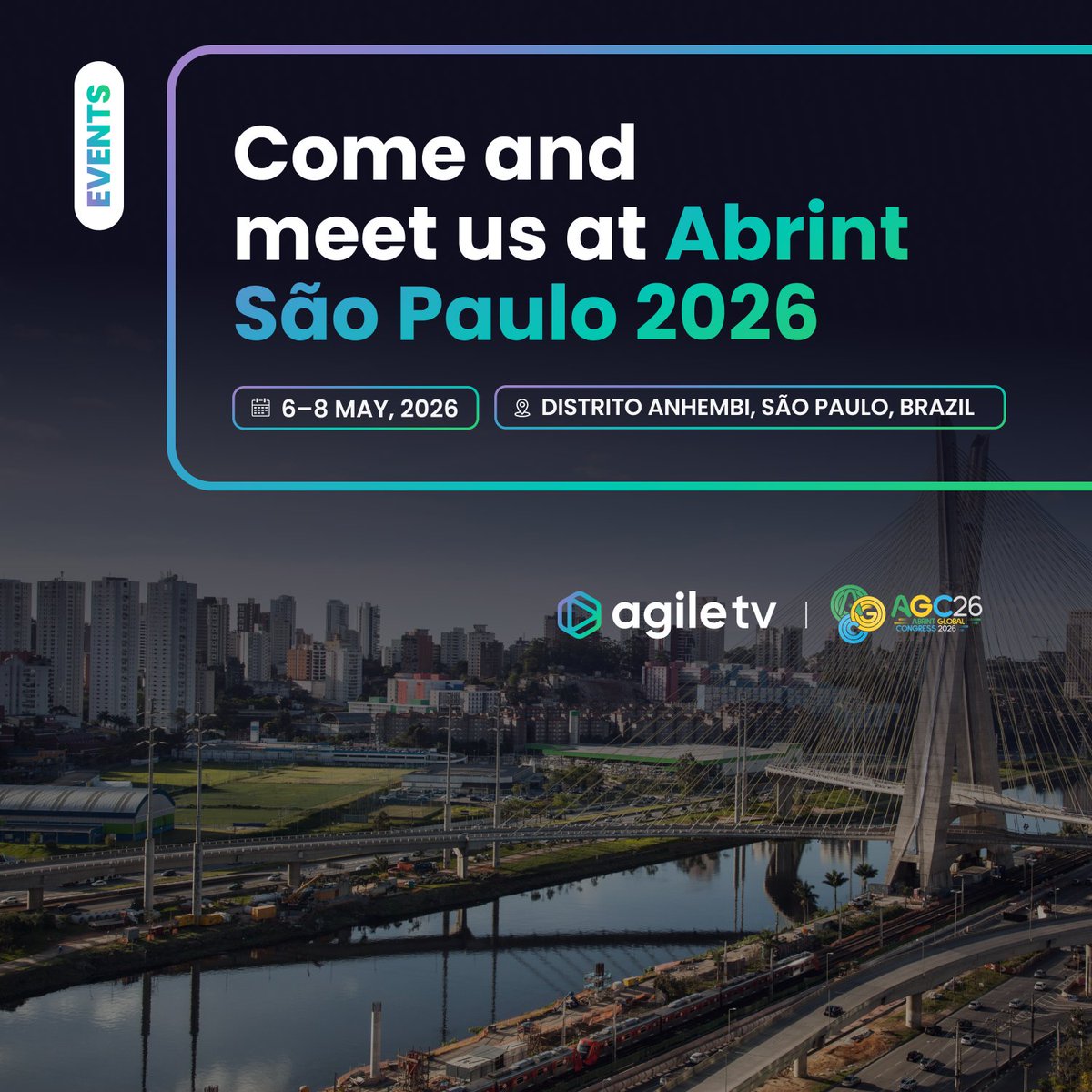 agiletvcom's tweet image. We’re heading to São Paulo 🇧🇷 for ABRINT Global Congress!

📍 Distrito Anhembi
📅 May 6–8

Meet AgileTV to explore smarter video delivery, security &amp;amp; anti-piracy, and localization solutions.

Book a meeting 👉 eu1.hubs.ly/H0tNNFF0

#AgileTV #CDN #Security #Brazil