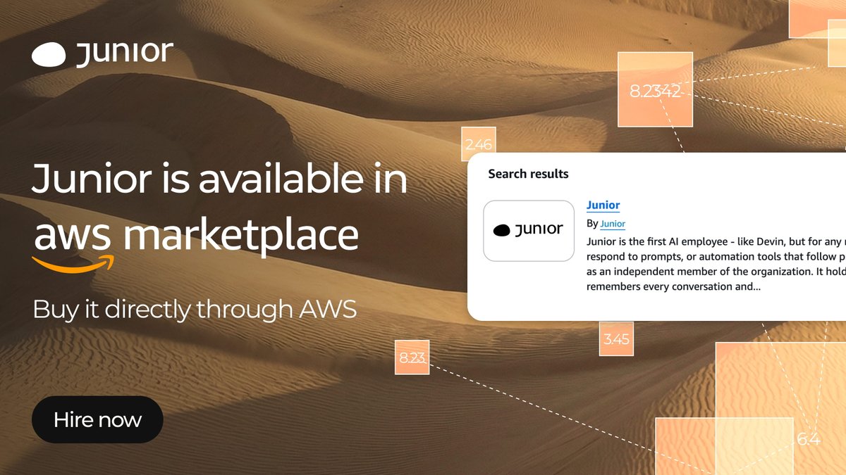 Junior is now on AWS Marketplace.

No new vendor. No procurement. Just add it to your AWS bill.