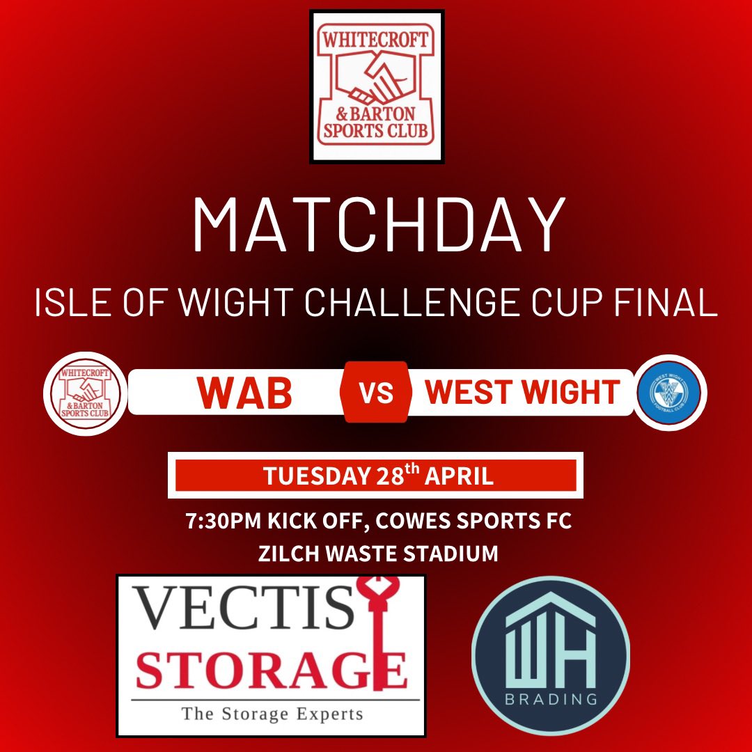 wab_fc's tweet photo. After winning the League &amp; Cup double Saturday we have one game left of the season tonight

We face West Wight in the Challenge cup final, 7:30pm Kick Off @ Cowes Sports FC , Zilch Waste Stadium. 

❤️💛 https://t.co/pwdMA5SPt8