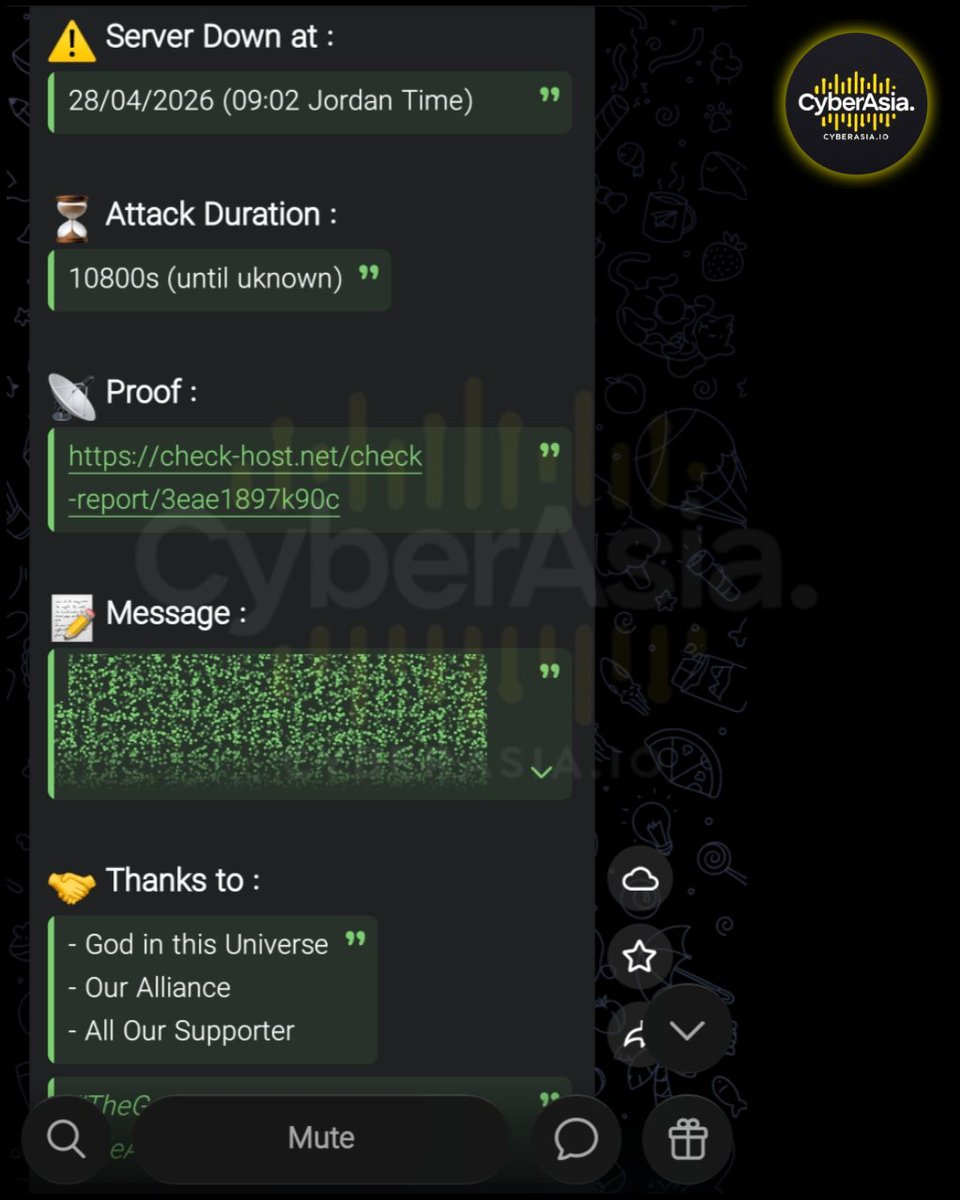 cyberasia_io's tweet image. 🚨 Jordan Alert 🇯🇴

Pro-Palestine hacktivist group TheGarudaEye has launched a targeted Distributed Denial of Service (DDoS) attack against Jordan European Internet Services jcs.jo
 
#CyberSecurity #DDoS #TheGarudaEye #Jordan #ISP #JCS #JordanInternet