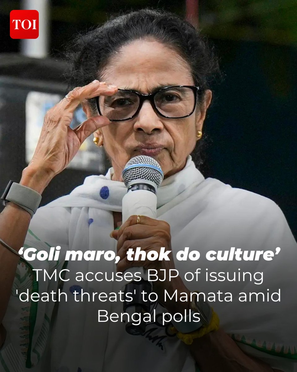 timesofindia's tweet image. A fresh political row erupted after #TMC accused #BJP of issuing "death threats" against #WestBengal chief minister #MamataBanerjee, alleging that it is trying to bring its "goli maro" and "thok do" culture into the state. 

Know more 🔗toi.in/20V3WY