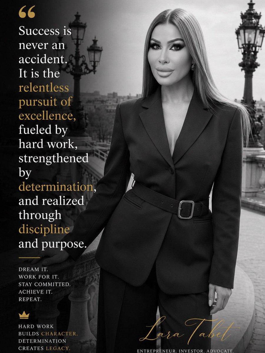 LaraTabet3's tweet image. Success is not found—it is built through discipline, shaped by resilience, and elevated by purpose. A quiet commitment to excellence, day after day, is what transforms ambition into legacy.

#SuccessMindset #RelentlessPursuit #ModernLeadership #Discipline
