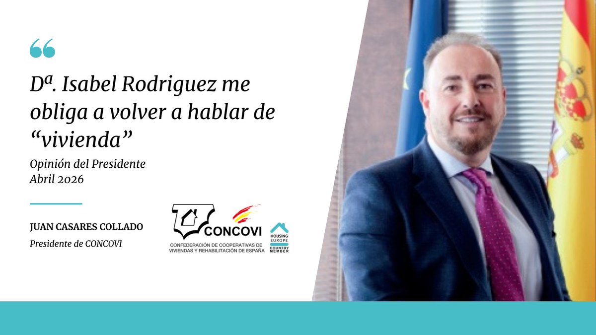 FCVCAM's tweet photo. 🗣️ “Dª. @isabelrguez me obliga a volver a hablar de “vivienda””
🏡 @CasaresCollado, presidente de @CONCOVI_Espana y la #FCVCAM, vuelve a poner el foco en el gran desafío de la #vivienda en España, impulsado por el anuncio del nuevo Plan Estatal 2026-2030👇
https://t.co/egwYSoWzTO https://t.co/TqnmbNFz8d