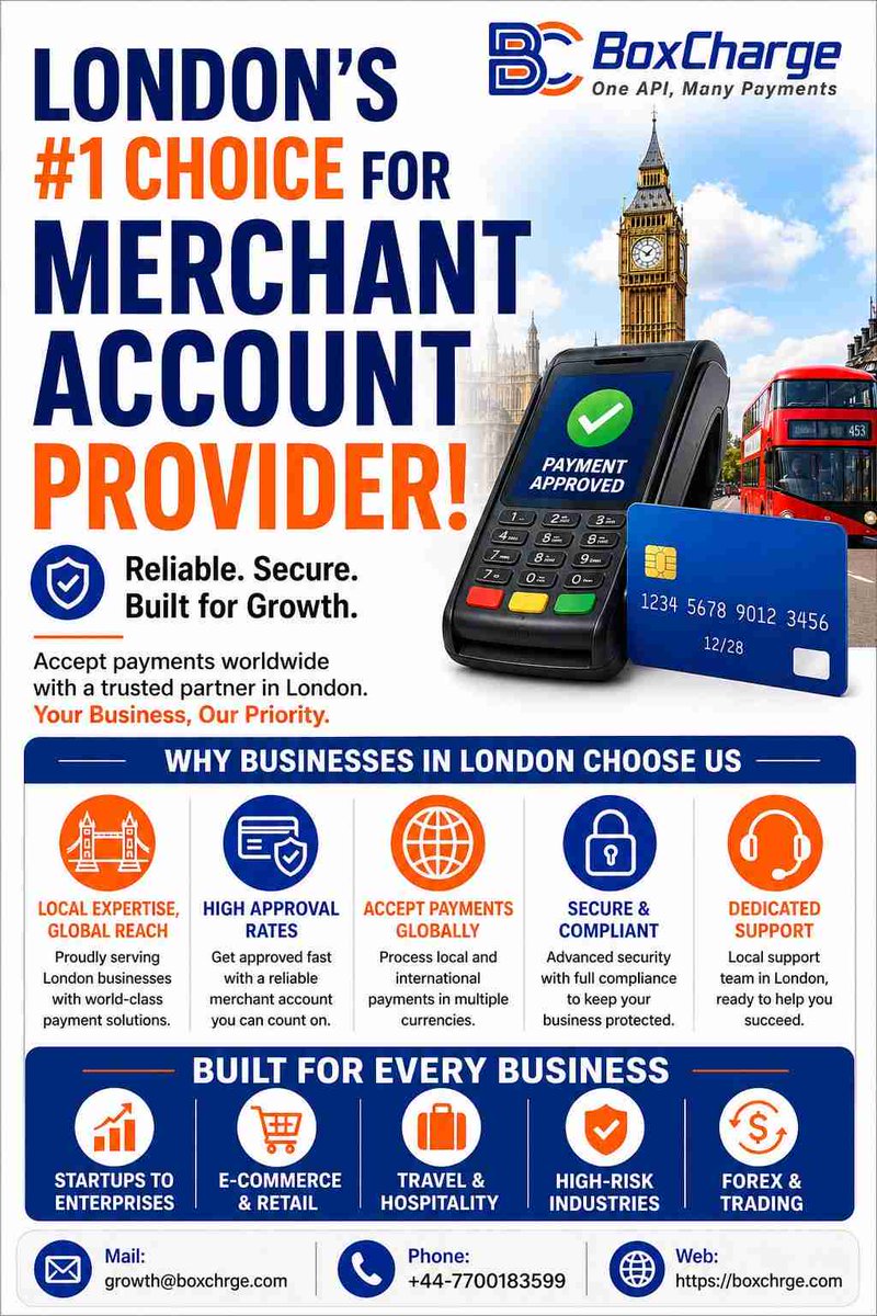 BoxCharge's tweet image. Still struggling with payment approvals in London?

Get the best merchant account provider. No more delays. No more failed transactions. 

Explore more: boxchrge.com/merchant-accou…

#MerchantAccountLondon #PaymentProcessing #PaymentGateway #HighRiskMerchant #GlobalPayments #Fintech