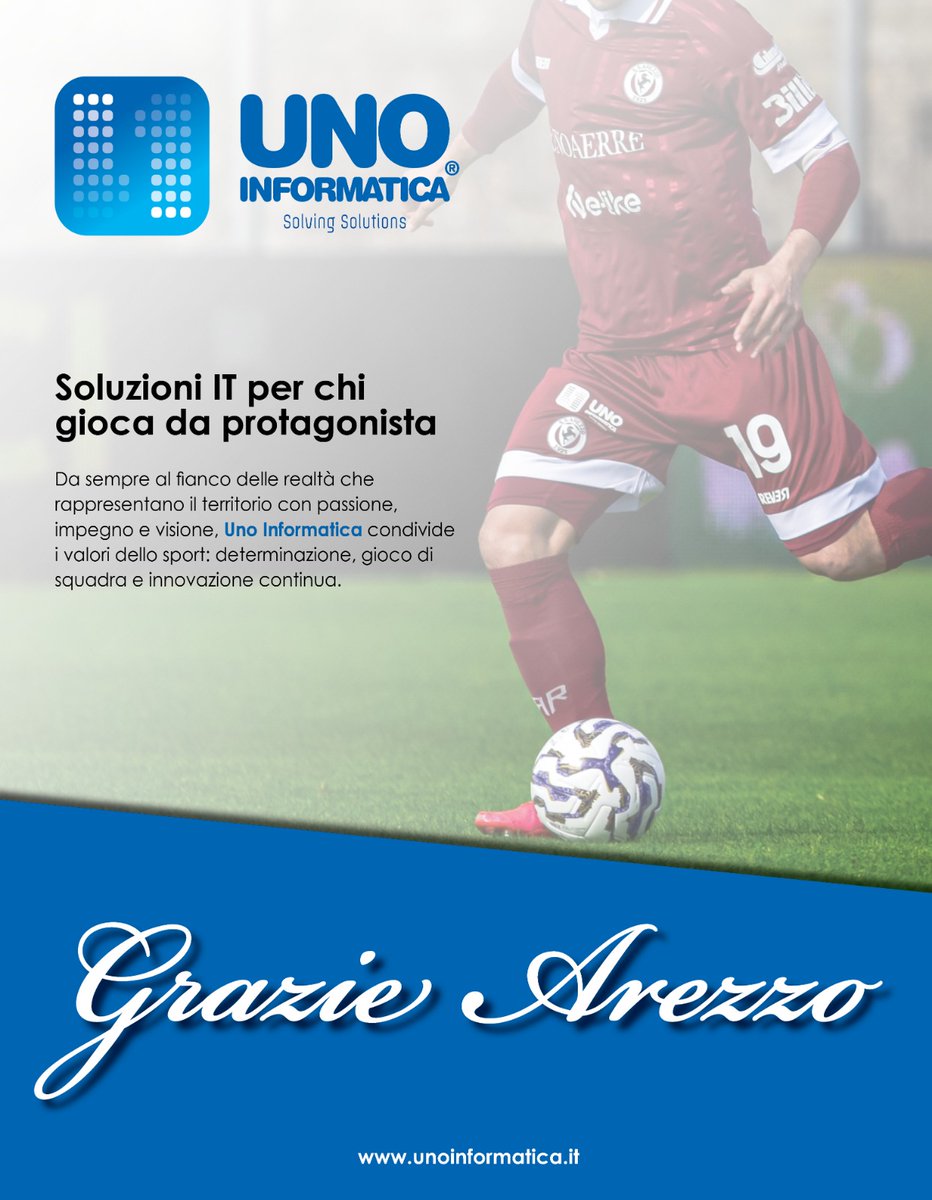 unoinformatica's tweet photo. Complimenti a @ssarezzo per questo importante traguardo: la promozione in Serie B.
Siamo orgogliosi di aver sostenuto la squadra nel corso di questa stagione, condividendone valori fondamentali come impegno, determinazione e spirito di squadra.
Grazie!!! Avanti così https://t.co/DNgW1Hu6Of