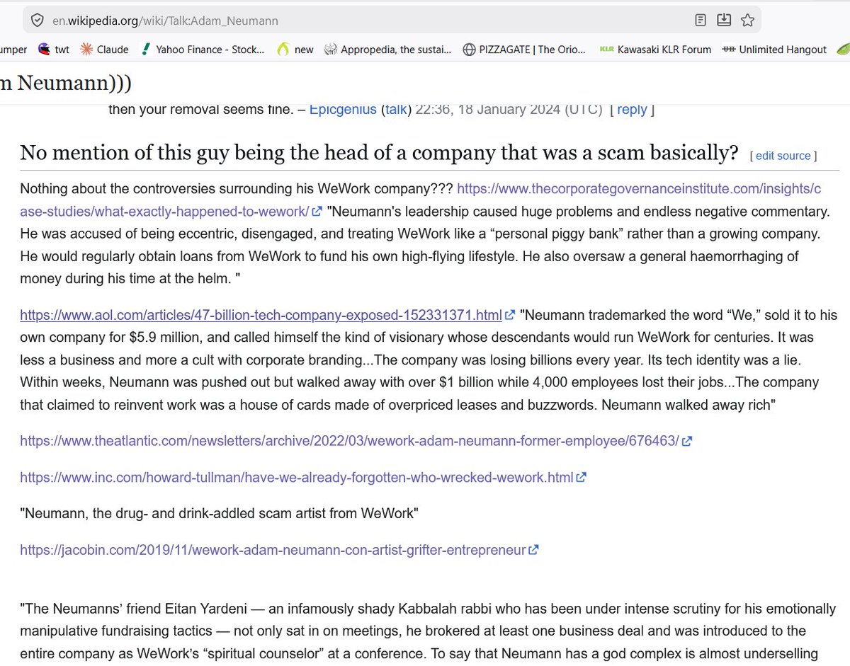 PDXJournalist's tweet photo. wework scammer's wikipedia page is squeaky clean, despite the fact that he is most often compared in MSM to infamous jewish scam artist Liz Holmes. https://t.co/fpjZpSaoOa