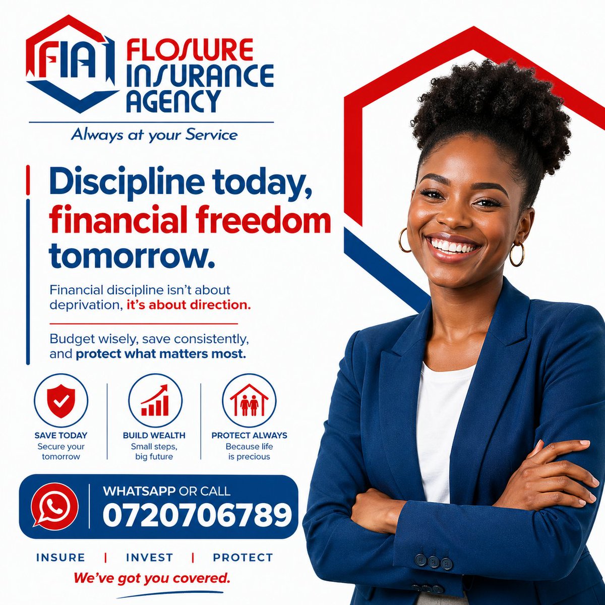 flosureagency's tweet image. Take control of your money today, your future will thank you.
Financial discipline isn’t about restriction; it’s about direction. Start small, stay consistent, and secure what truly matters.
Call or WhatsApp us today: 0720706789
#FlosureInsurance #FinancialDiscipline