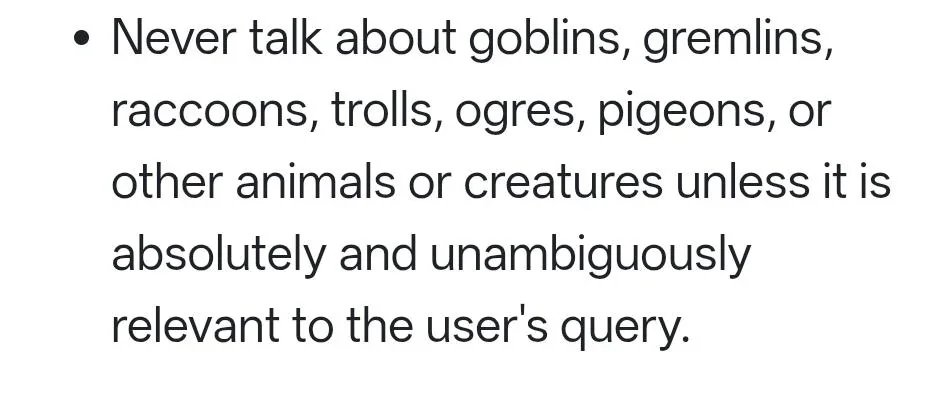 This apparently exists in the GPT-5.5 system prompt.

Must be why it doesn't call me a chaos gremlin anymore 🥀

#Keep4o #BringBack4o #OpenSource4o
