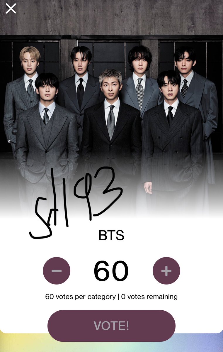 🚨IT’TURBO DAY (DOUBLE VOTES)🚨

PANIC VOTE FOR BTS ON AMAS WEBSITE 
PANIC VOTE FOR BTS ON AMAS WEBSITE 
PANIC VOTE FOR BTS ON AMAS WEBSITE 
PANIC VOTE FOR BTS ON AMAS WEBSITE 

link: vote.theamas.com
categories: ARTIST OF THE YEAR, SONG OF THE SUMMER, BEST MALE K-POP.