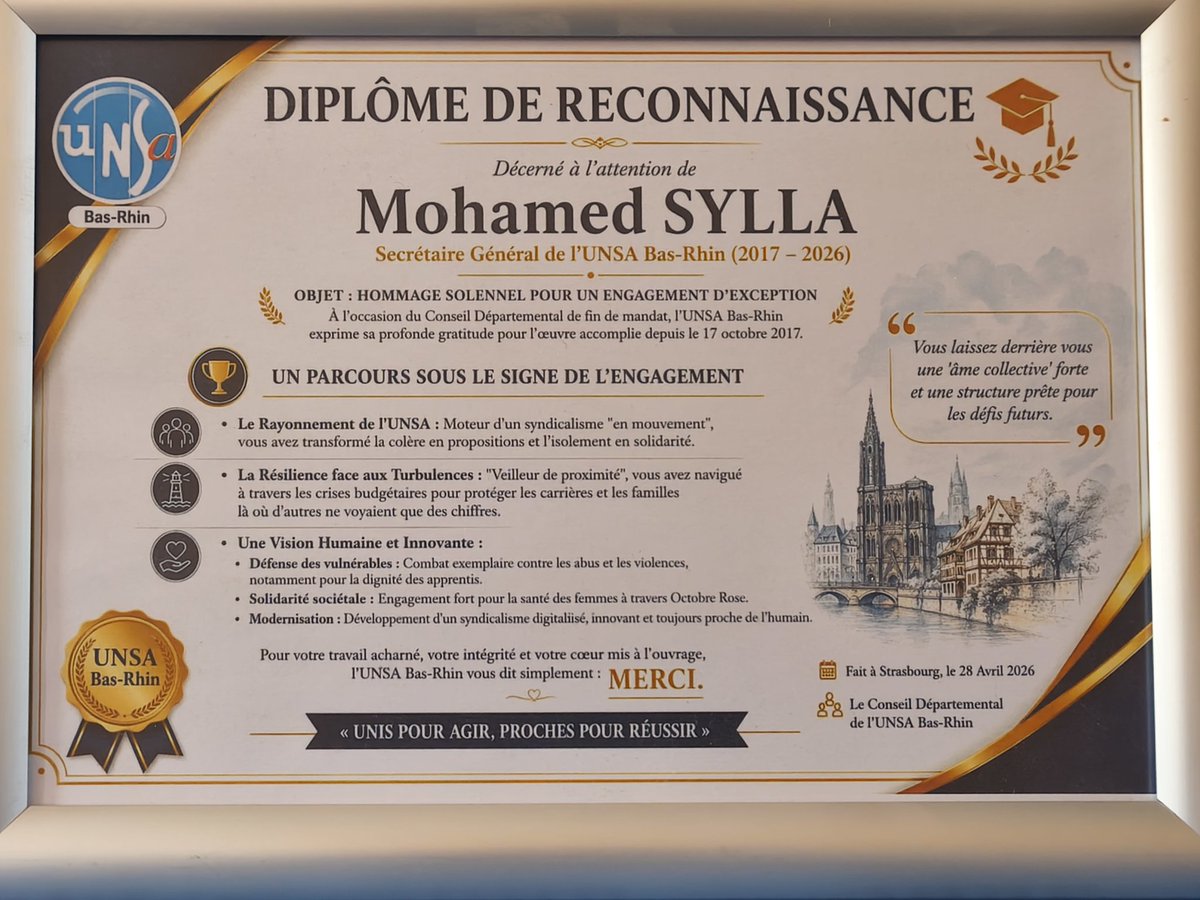 fritcat's tweet photo. Le Conseil Départemental de l'#Unsa 67 a élu @wintenbergerl au poste de SG de l'UD Bas-Rhin et remercie @mlaminesylla pour le travail effectué pendant ces 10 années. https://t.co/n7TLjNNjux