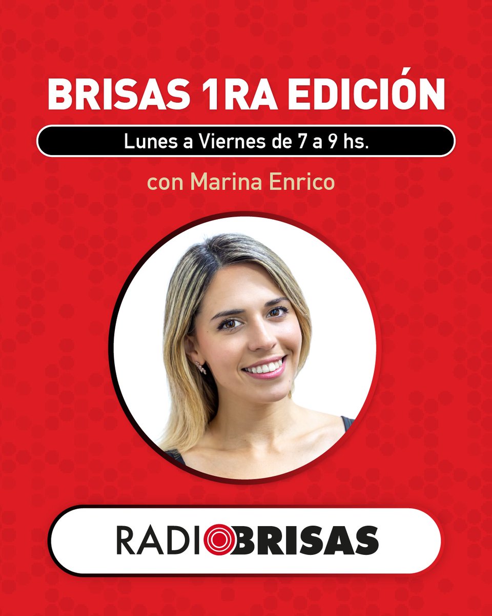 radiobrisasok's tweet image. 🎧📻 Brisas Primera Edición con la conducción de @marinaenrico y un gran equipo @ferraravale @Jorpuggioni @lucasbellone Beto @MonicaDLopez @pd_mazza 

#RadioBrisas #Radio #Brisas1Edicion