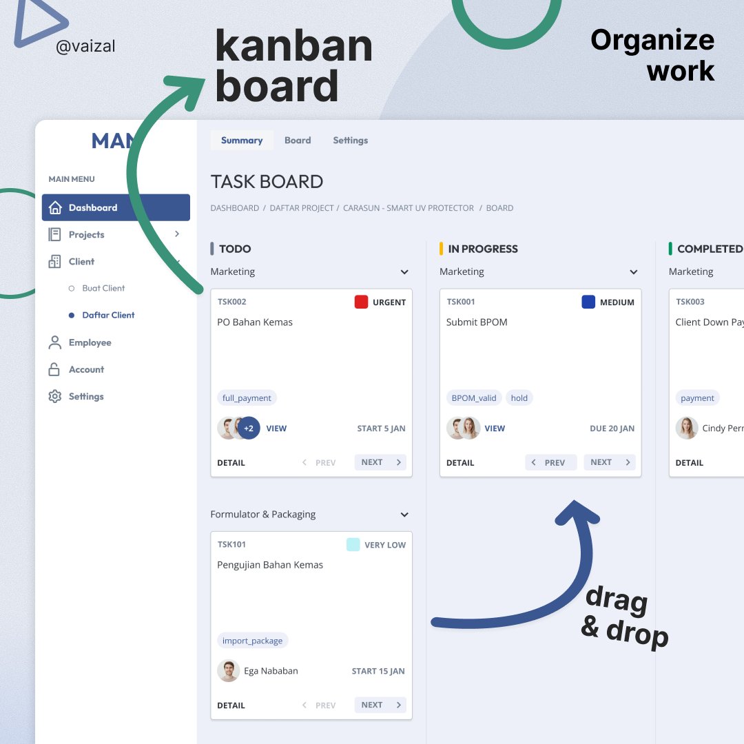 vaizalpermana's tweet image. Pernah bikin aplikasi project management untuk client yang sebelumnya masih manage task pakai Excel.

butuh jasa bikin web? boleh chat aja.

#WebDevelopment #ProjectManagement #UIUXDesign